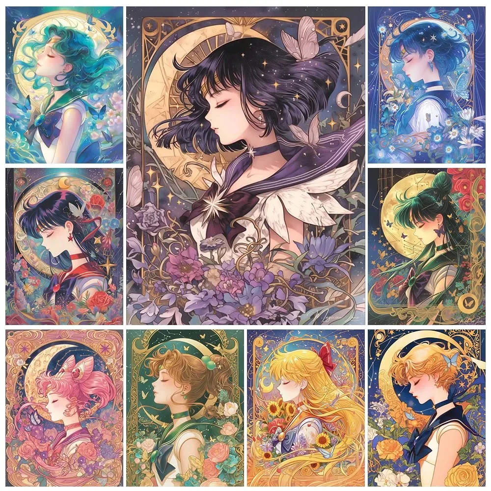 Embroidery Embellishments - Karikatür Anime Elmas Boyama Güzellik Ay