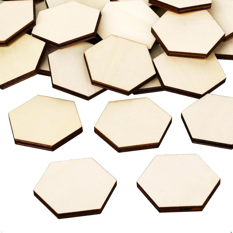 Craft Embellishment - 50 adet 4CM bitmemiş ahşap altıgen