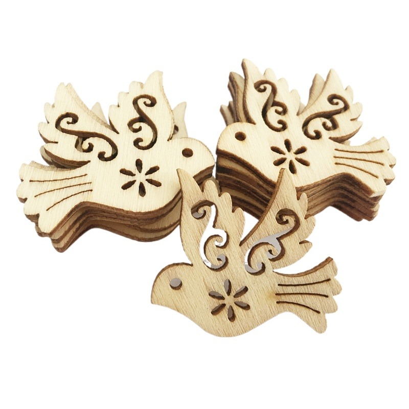 Craft Embellishment - 50 adet İşlenmemiş Ahşap Barış Güvercini