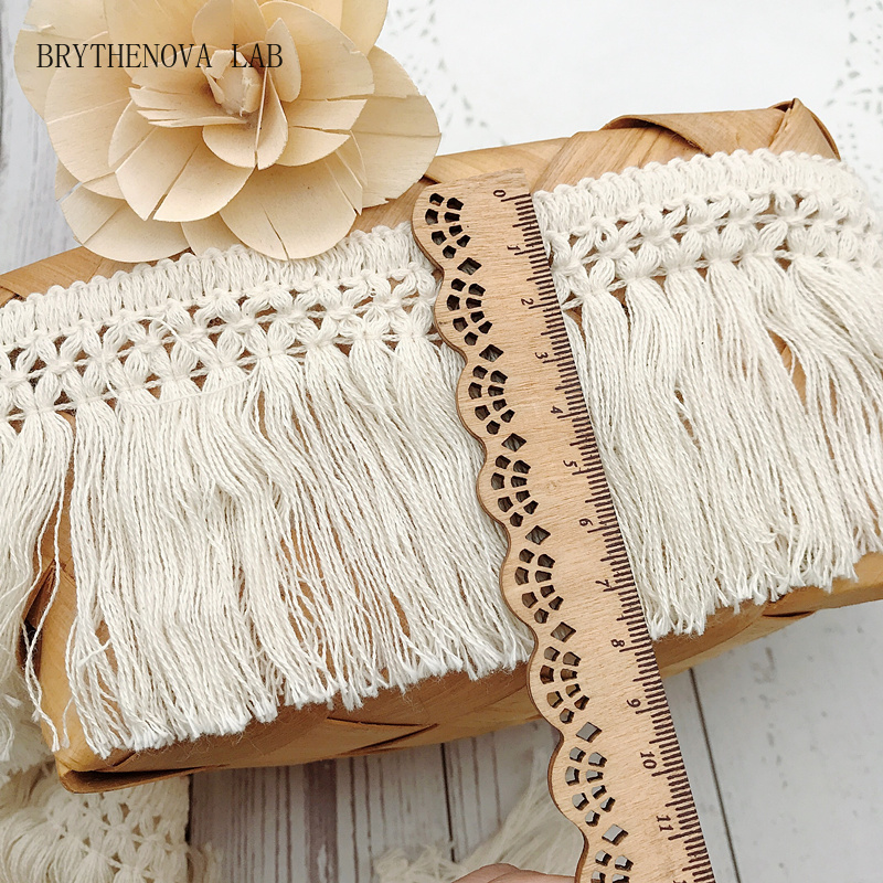 Fringe Ribbon Sewing - 10Yard/Lot Bej 6CM/8CM Püskül Saçak Pamuklu