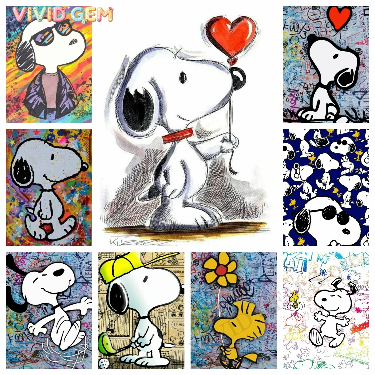 Embroidery Embellishments - VIVID GEM Kawaii Graffiti Snoopy Çizgi