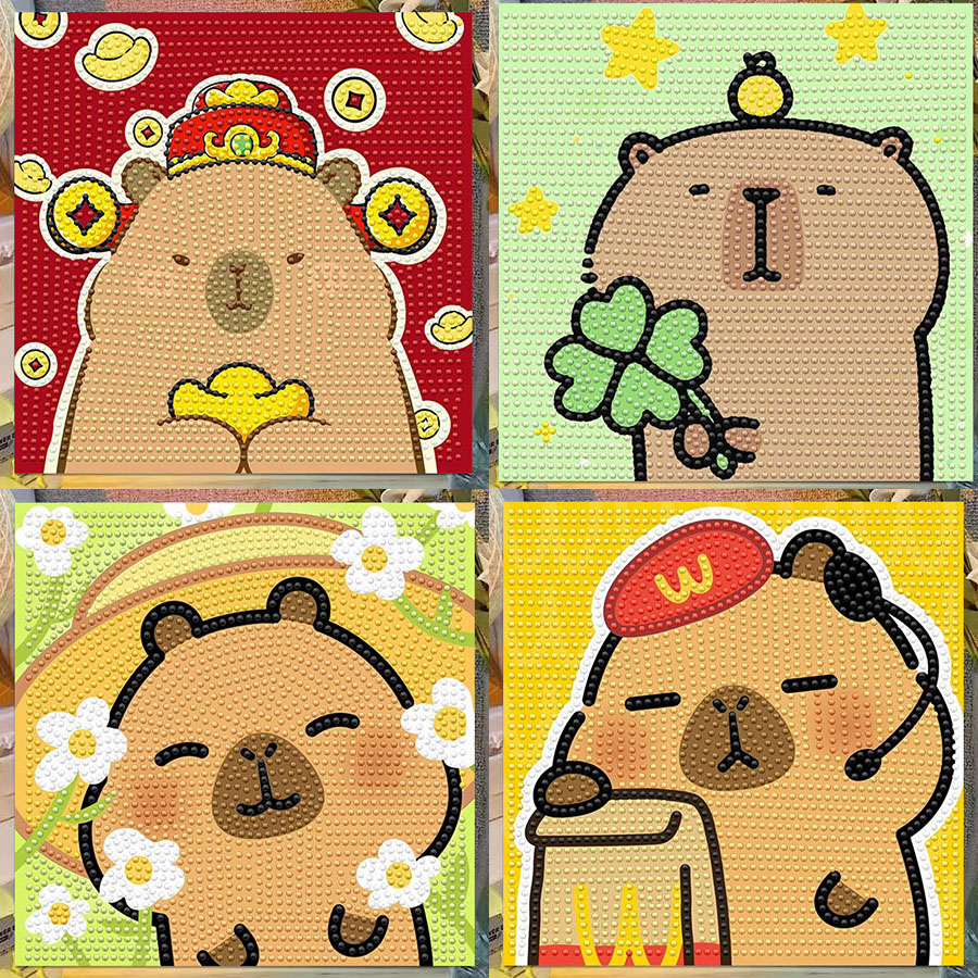 Embroidery Embellishments - Karikatür Capibala Kristal Elmas Dekoratif Boyama