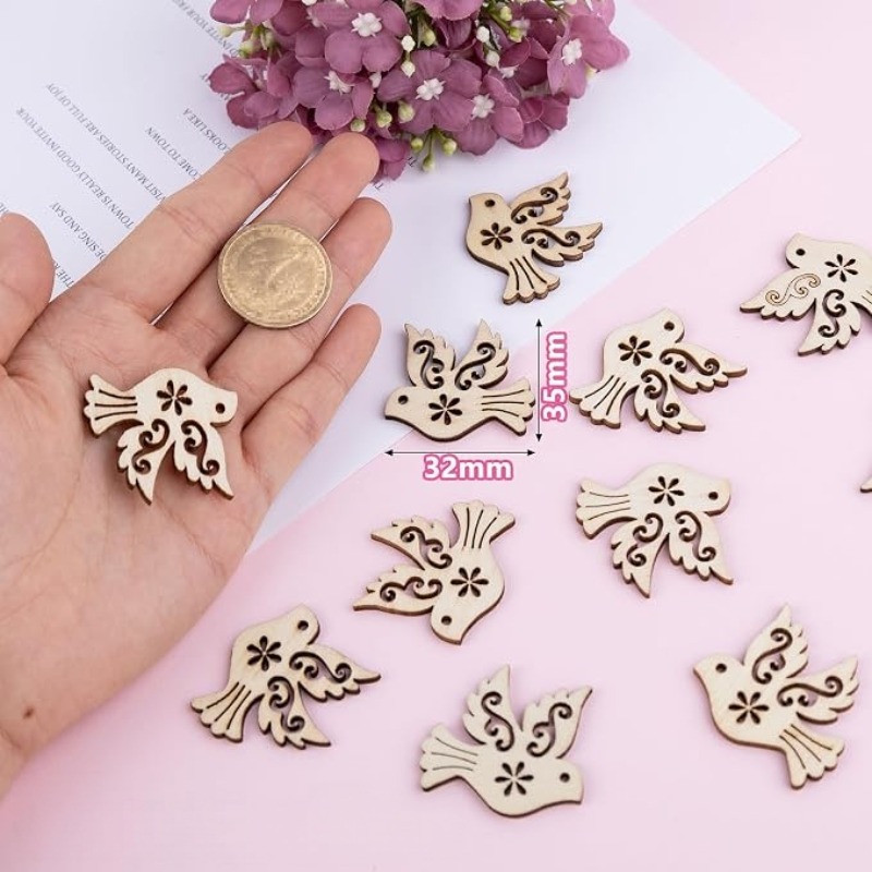 50 adet İşlenmemiş Ahşap Barış - Craft Embellishment incelemesi ve fiyatı