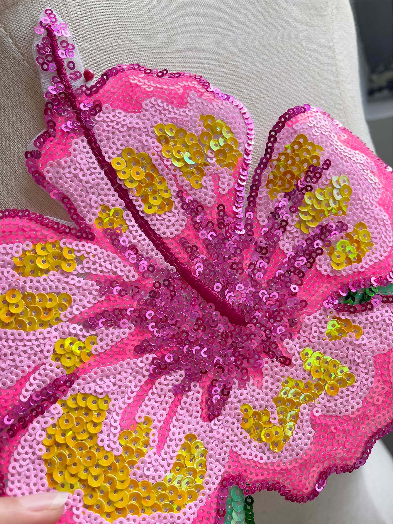 1 adet 26 CM Parlayan Pembe Pa - Applique Patch Flower incelemesi ve fiyatı